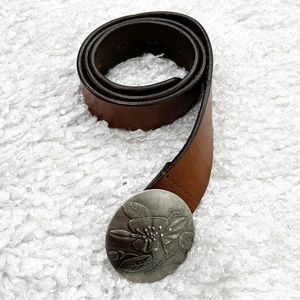 J Crew Brown Leather Belt with Silver Buckle